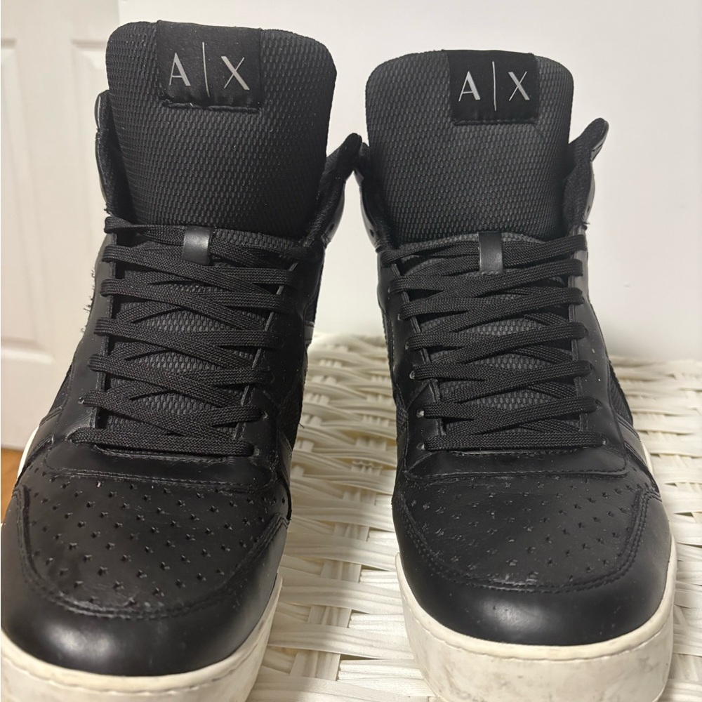 Armani Exchange Black High-Top Sneakers